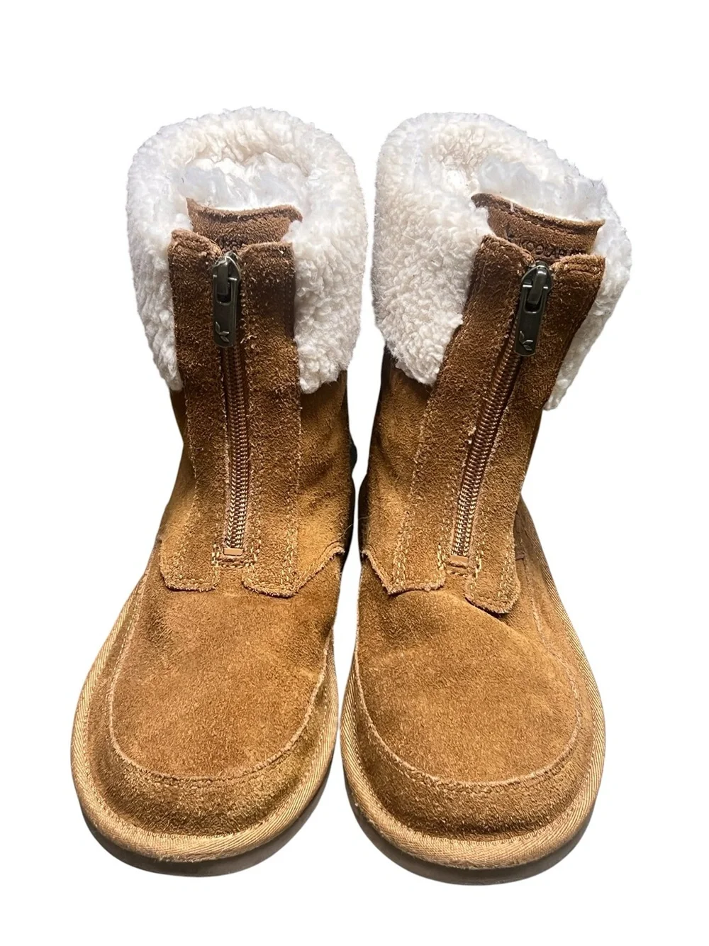 Koolaburra by Ugg Lytta chestnut brown suede front zipper short winter boots